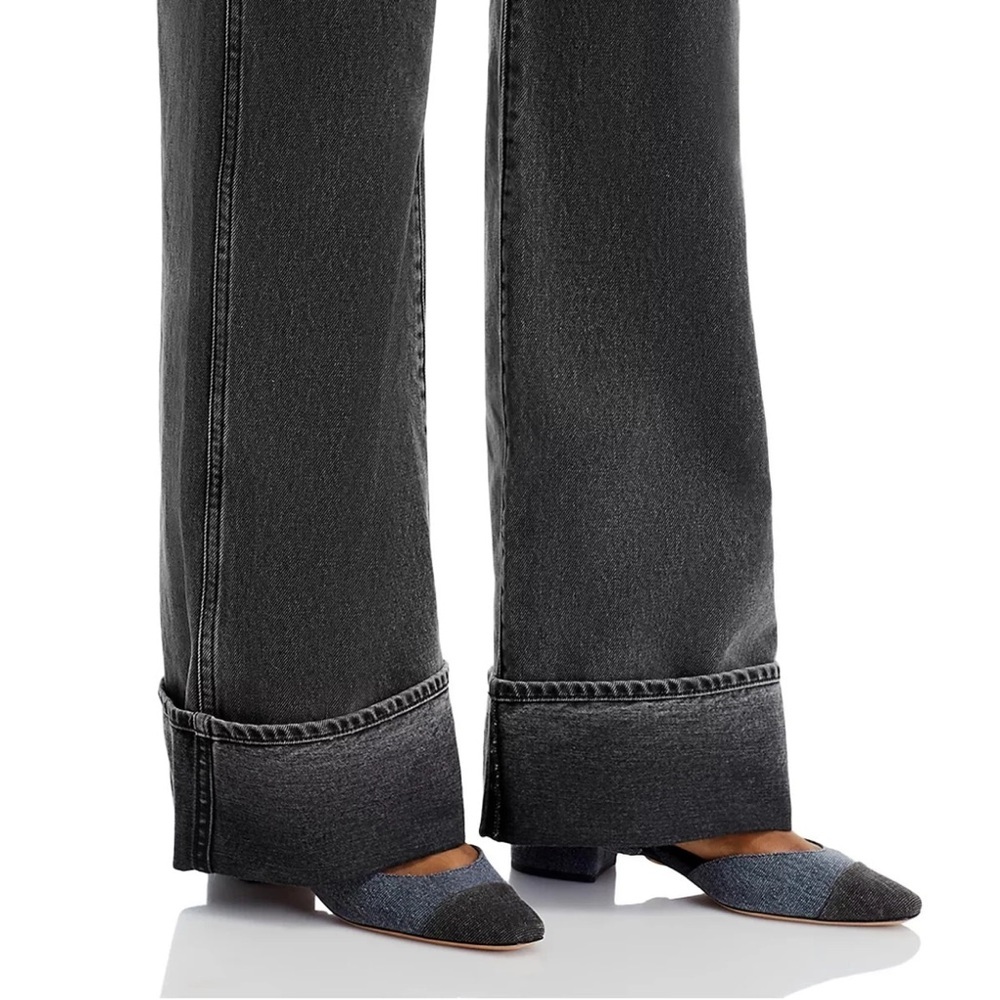 Veronica Beard Taylor Relaxed Wide Leg Cuffed Jeans in Stoned Wash - Picture 3 of 16